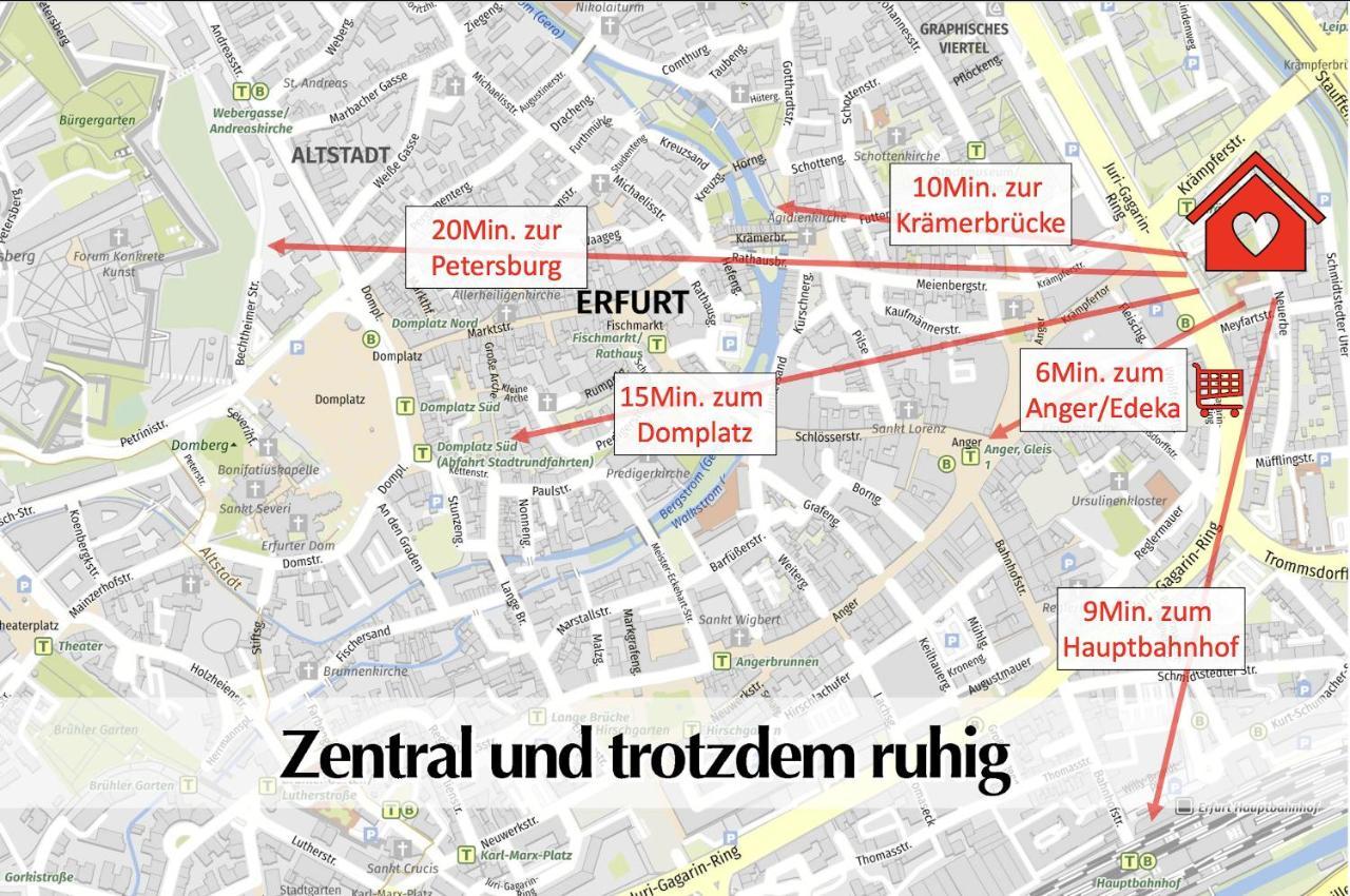 Helle 72Qm Maisonette Wohnung Im Herzen Erfurts Mit Kingsize Bett, Smart-Tv, Etc Luaran gambar