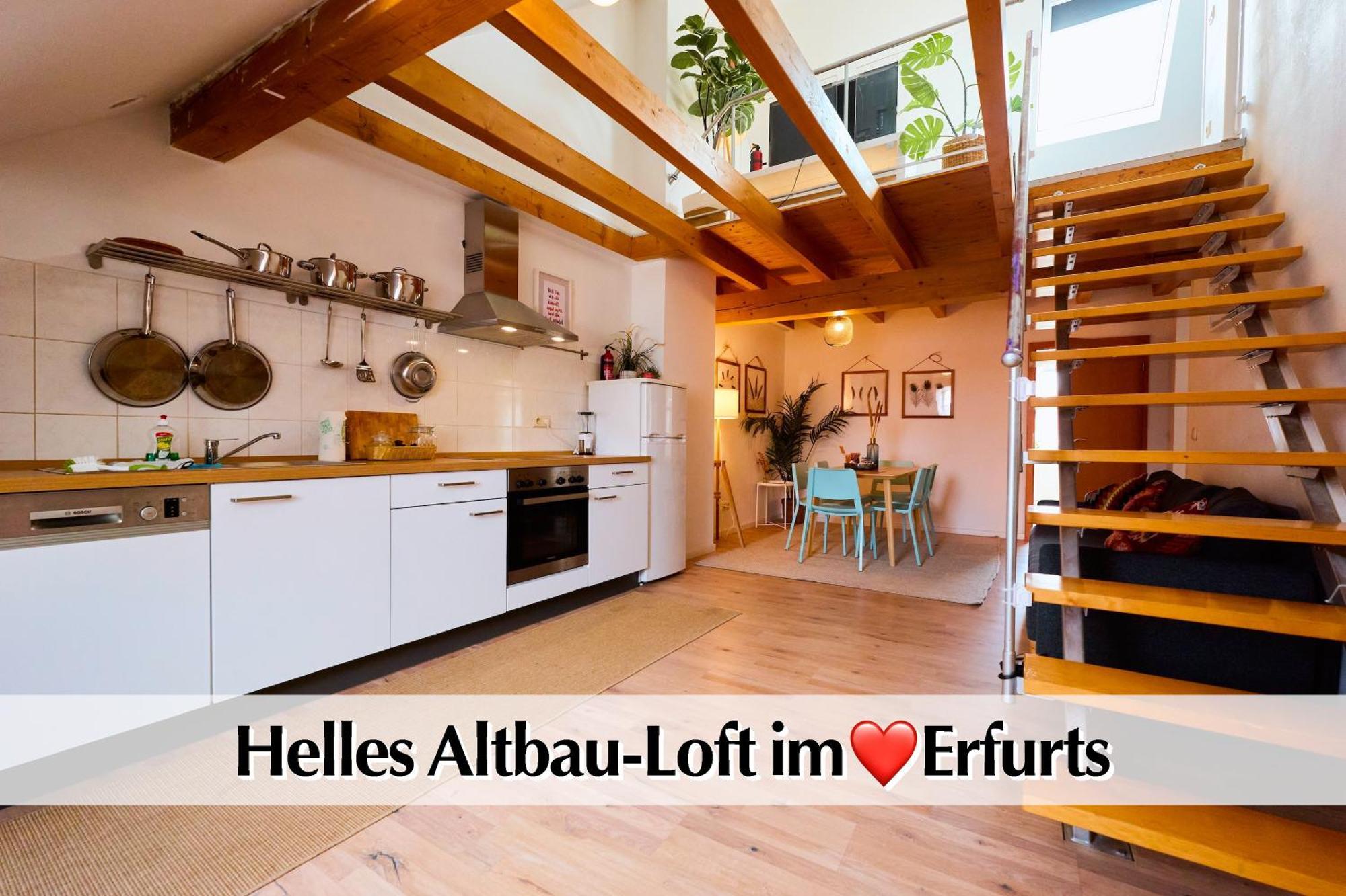 Helle 72Qm Maisonette Wohnung Im Herzen Erfurts Mit Kingsize Bett, Smart-Tv, Etc Luaran gambar